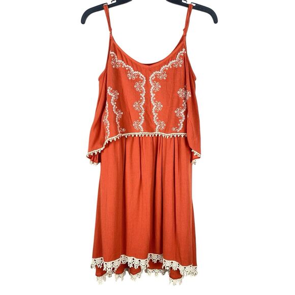 Dresses & Skirts - Alya Francescas Dress Womens Small Orange Embroidered Cottagecore Boho NWT